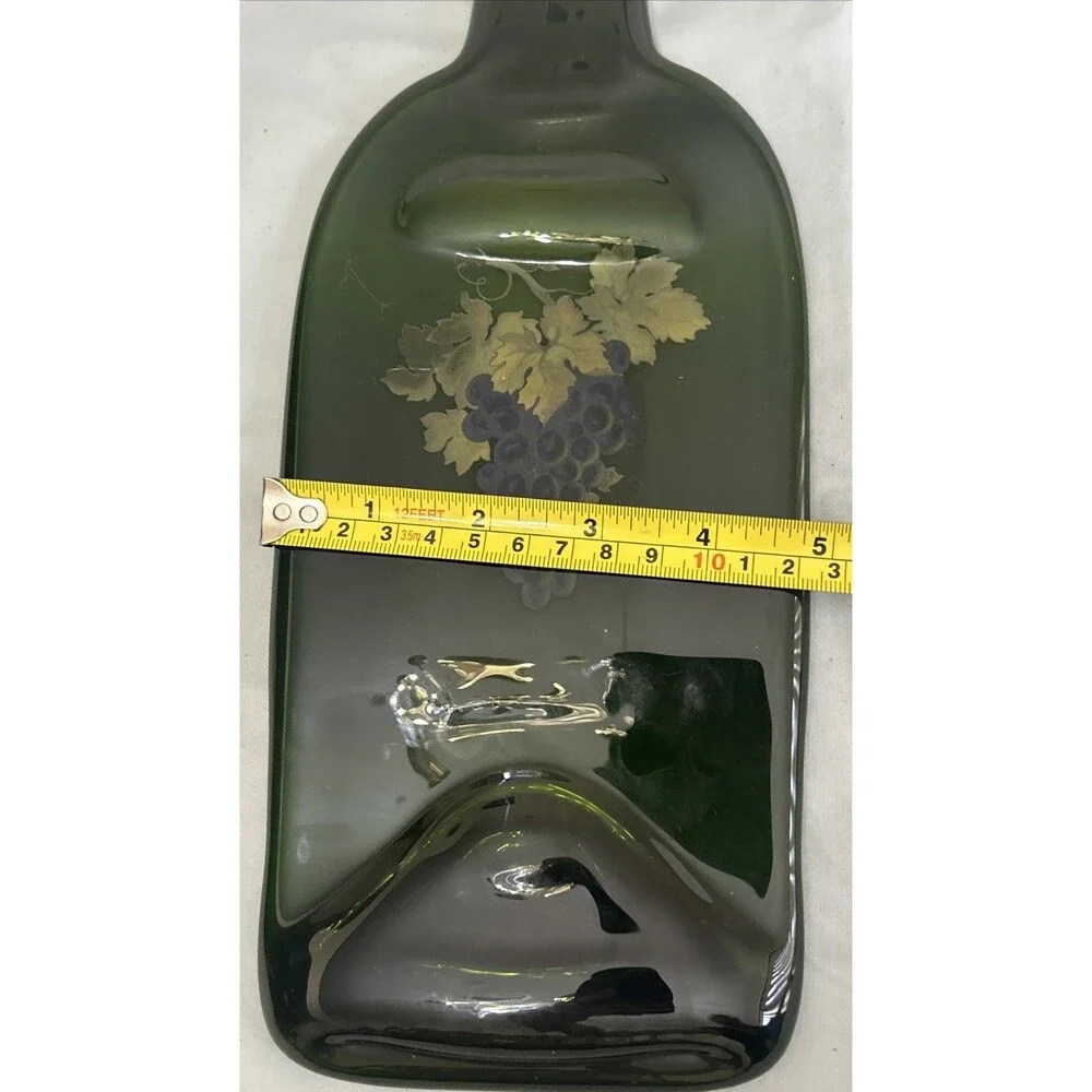 Flattened Slumped Green Wine Bottle Cheese Tray Or Wall Decor